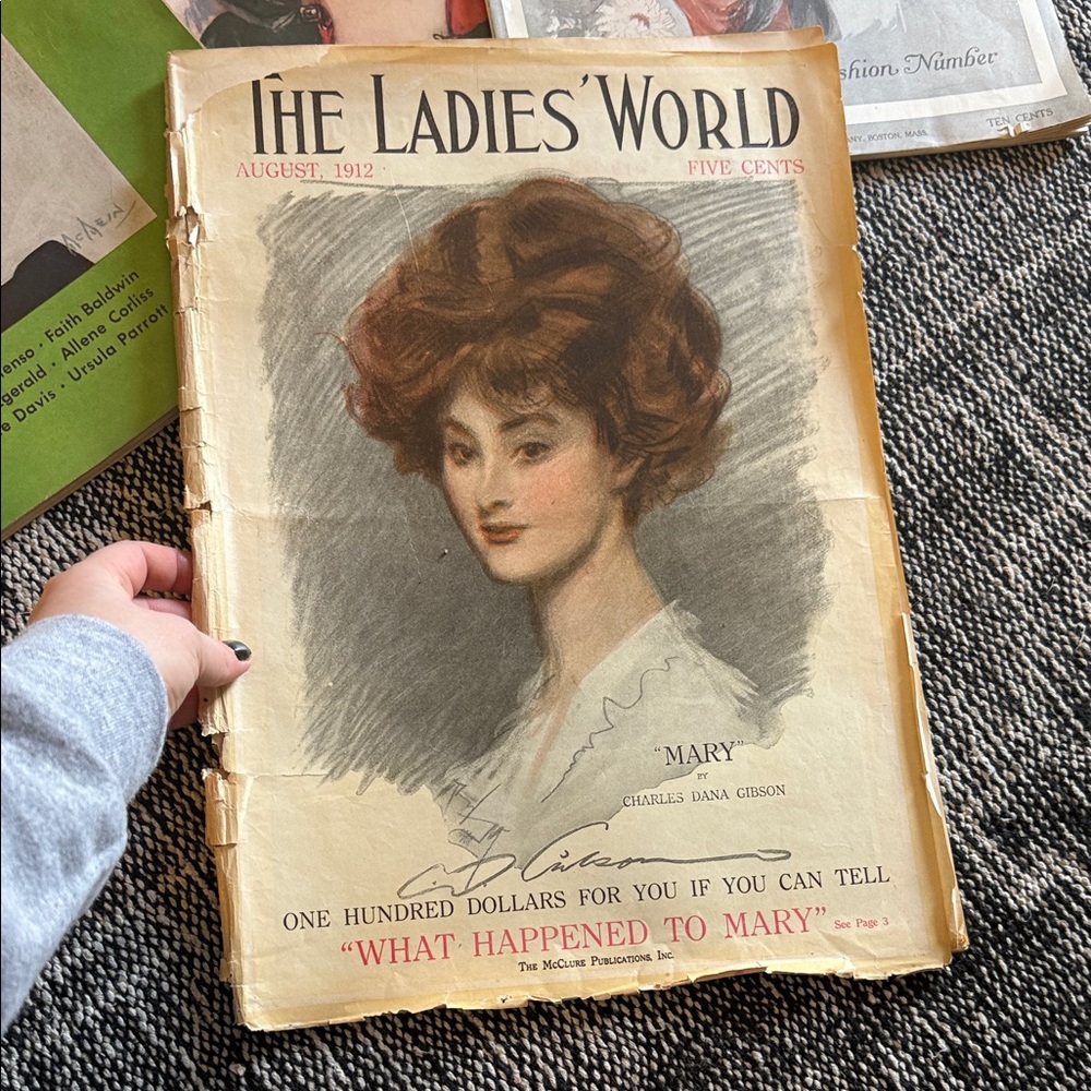 Antique Ladies' World Fashion Magazine- 1912 Edwardian Gibson Girl Illustrations